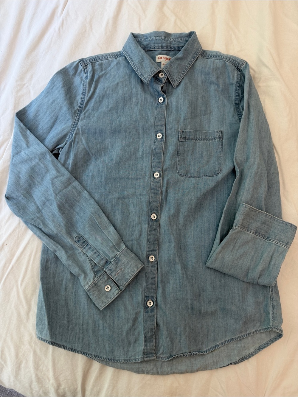 Cat & Jack Light Blue Denim Button-Up Shirt - Casual Long Sleeve